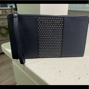 Denim blue MK clutch/wristlet